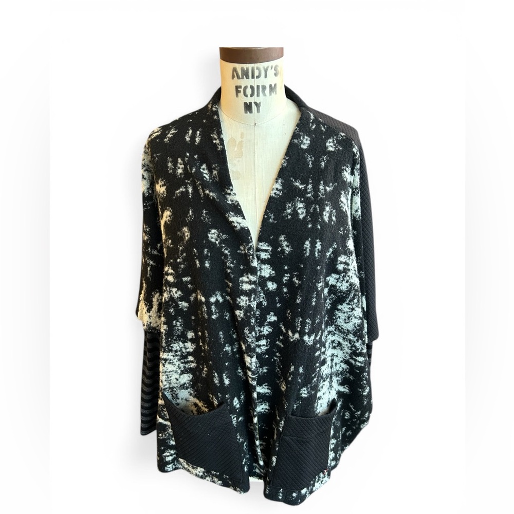 Alembika Black & Cream Knit Cardigan Xl Lagen Wear Art Wear